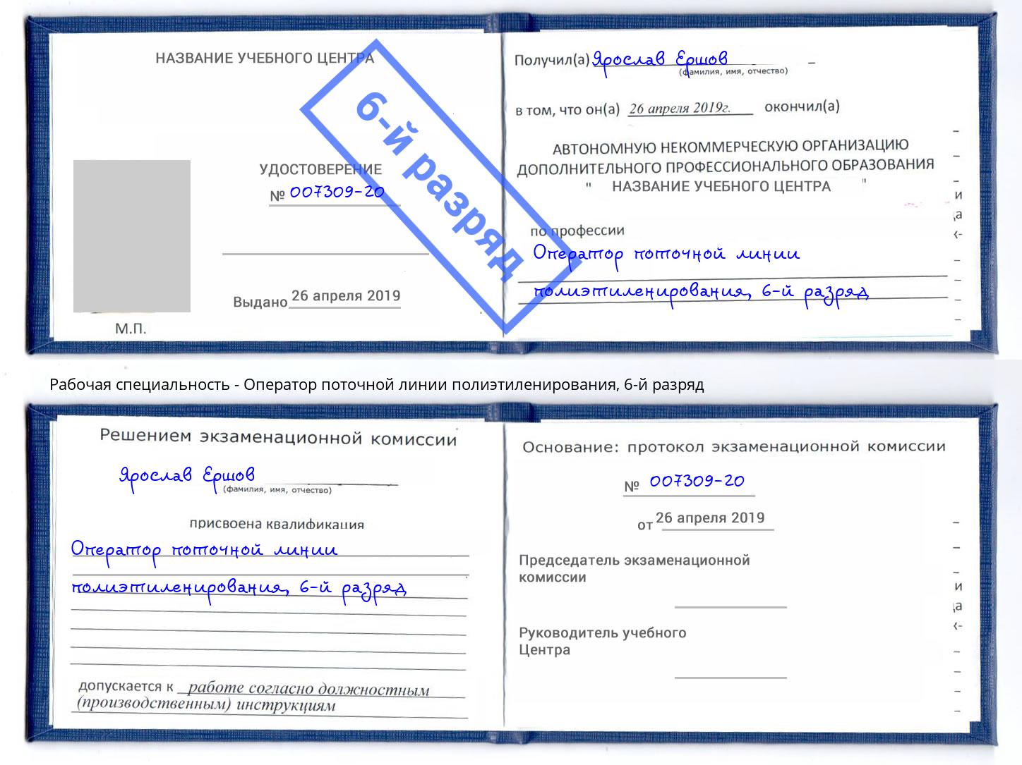 корочка 6-й разряд Оператор поточной линии полиэтиленирования Донецк