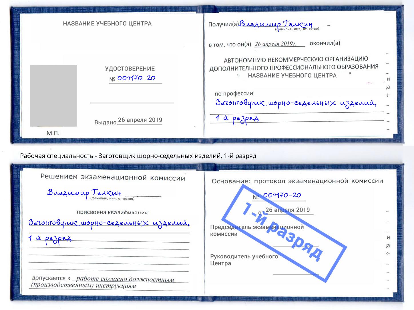 корочка 1-й разряд Заготовщик шорно-седельных изделий Донецк