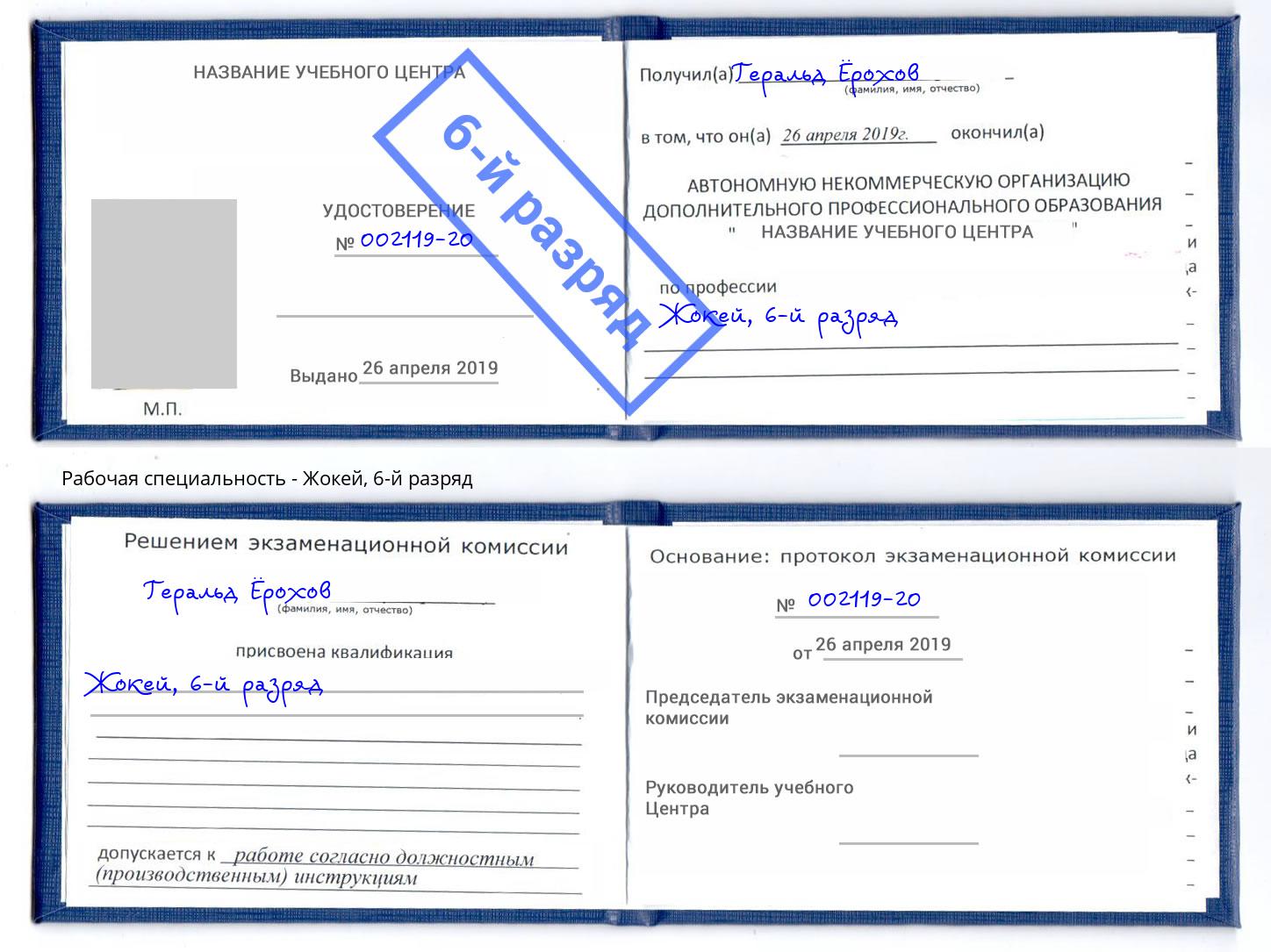 корочка 6-й разряд Жокей Донецк