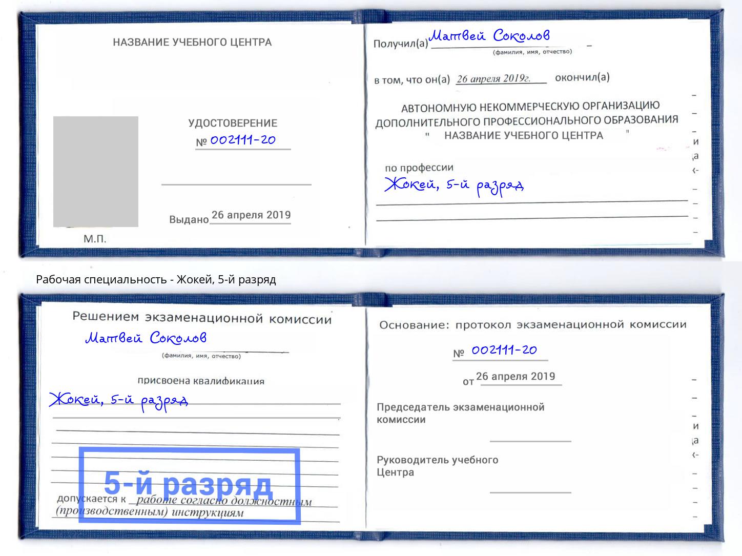 корочка 5-й разряд Жокей Донецк